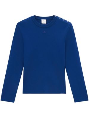 Courrèges pull boutonné à patch logo - Bleu