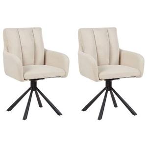 Beliani - SARDOAL - Set van 2 eetkamerstoelen - Beige - Polyester