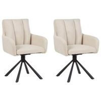 Beliani - SARDOAL - Set van 2 eetkamerstoelen - Beige - Polyester - thumbnail