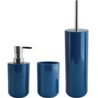 MSV Badkameraccessoire Moods - toiletborstel in houder - beker - zeeppompje - donkerblauw - kunststof - Badkameraccessoi - thumbnail