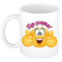 Cadeau koffie/thee mok voor mama - duim omhoog smiley - roze - 300 ml - keramiek - Moederdag