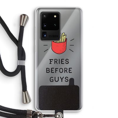 Fries before guys: Samsung Galaxy S20 Ultra Transparant Hoesje met koord