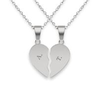 Gebroken hart ketting graveren - Zilver