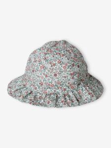 Zonnehoed met bloemenprint voor babymeisjes saliegroen
