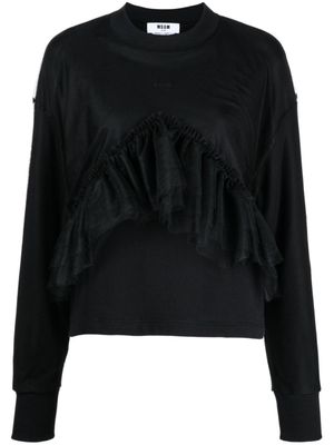 MSGM chemise en coton à volants - Noir
