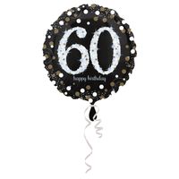 Folieballon 60 Jaar Happy Birthday Zilver 43cm
