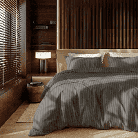 Dekbedovertrek Katoen-Satijn - Satijnstreep - Antraciet - Eenpersoons (140x200 Cm) - Antraciet Katoen-satijn Katoen - Strepen & Hotel Luxe - Presence - Dekbed-Discounter.nl