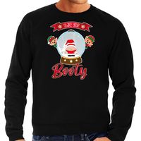 Bellatio Decorations foute kersttrui/sweater heren - Kerstman sneeuwbol - zwart - Shake Your Booty 2XL  -