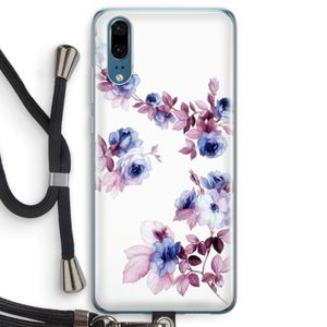 Waterverf bloemen: Huawei P20 Transparant Hoesje met koord