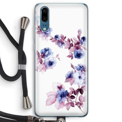 Waterverf bloemen: Huawei P20 Transparant Hoesje met koord