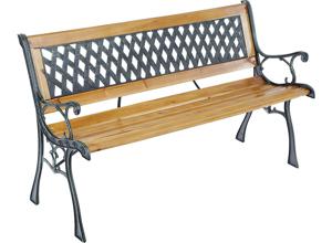 HI Houten tuinbank - Gietijzer - 2 zitter - 126 x 52 x 73 cm - Bruin