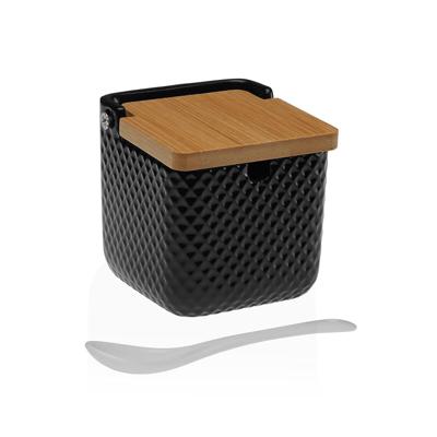 Suikerpot Versa Zwart Keramisch Bamboe Dolomite 8,3 x 8,3 x 8,3 cm