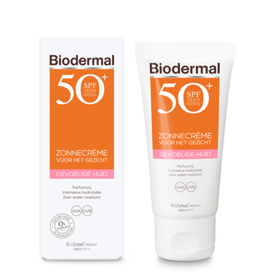 Biodermal Zonnecreme gezicht gevoelige huid SPF50+ 50 Milliliter