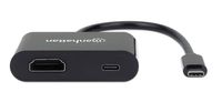 Manhattan USB 2.0 Adapter [1x USB-C stekker - 1x HDMI-bus, USB-C bus (Power Delivery)] 153416 20 cm Stekker past op beide manieren, Met laadbus - thumbnail