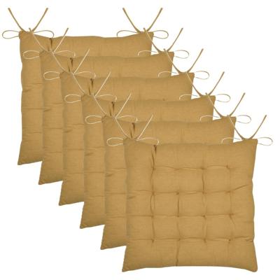 Stof Textile stoelkussen Coline - 6x - okergeel - 38 x 38 x 4 cm - touwtjes sluiting