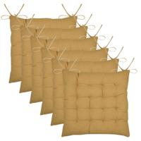 Stof Textile stoelkussen Coline - 6x - okergeel - 38 x 38 x 4 cm - touwtjes sluiting Stof Textile stoelkussen Coline - 6x - okergeel - 38 x 38 x 4 cm - touwtjes sluiting