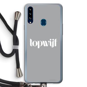 Topwijf Grijs Wit: Samsung Galaxy A20s Transparant Hoesje met koord