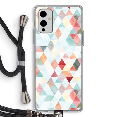 Gekleurde driehoekjes pastel: OnePlus 9 Transparant Hoesje met koord