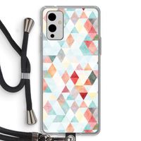 Gekleurde driehoekjes pastel: OnePlus 9 Transparant Hoesje met koord