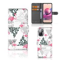 Xiaomi Redmi Note 10/10T 5G | Poco M3 Pro | Telefoonhoesje | Met pasjeshouder | Flamingo Triangle
