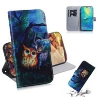 Olieverf uil patroon gekleurde tekening horizontale Flip lederen case voor Huawei mate 20 X met houder & card slots & portemonnee