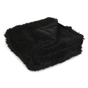 Vachtdeken Fleece deken/plaid - zwart - polyester - 130 x 170 cm - Fluffy stof