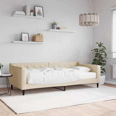 Slaapbank met matras 90x200 cm stof crèmekleurig