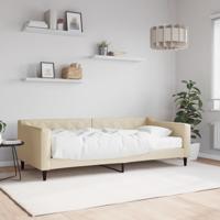 Slaapbank met matras 90x200 cm stof crèmekleurig