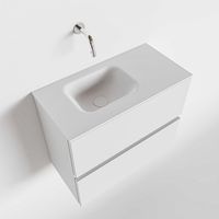 Toiletmeubel Mondiaz Ada | 60 cm | Meubelkleur Talc | Lex wastafel Talc Links | Zonder kraangat Toiletmeubel Mondiaz Ada | 60 cm | Meubelkleur Talc | Lex wastafel Talc Links | Zonder kraangat