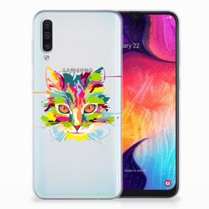 Samsung Galaxy A50 Telefoonhoesje met Naam Cat Color