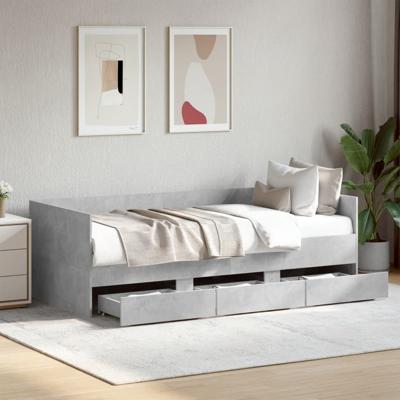 Slaapbank met lades zonder matras 90x190 cm betongrijs