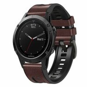 leer + siliconen bandje - Donkerbruin - Garmin Fenix 7 / 6 / 5