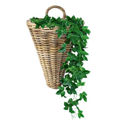 Wandhanger mand - bruin - 30 x 26 x 37 cm - rotan - gevlochten - voor bloemen/planten