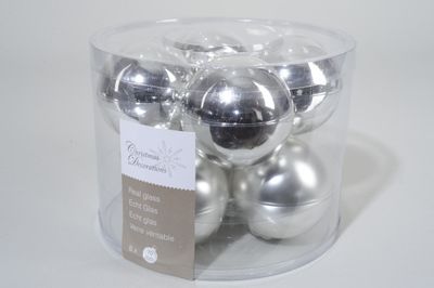 8 kerstballen zilver glans-mat 70 mm - Ksd