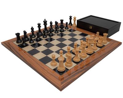 De 1849 Reproductie Staunton Zwart en Palissander Luxe Schaakset