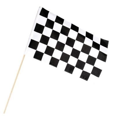 Finish zwaaivlag - 4x - wit/zwart geblokt - 30 x 45 cm - polyester - vlag formule 1 - race - finishv
