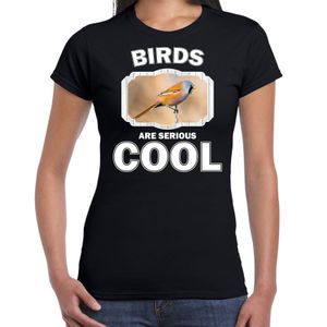 Dieren baardmannetje vogel t-shirt zwart dames - birds are cool shirt