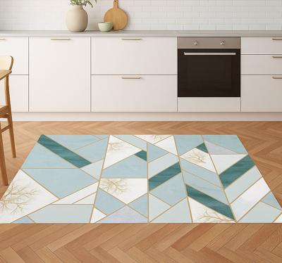 Aqua geometrisch patroon marmeren vinyl tapijt