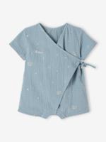 Pyjashort voor baby's personaliseerbaar van katoengaas grijsblauw - thumbnail