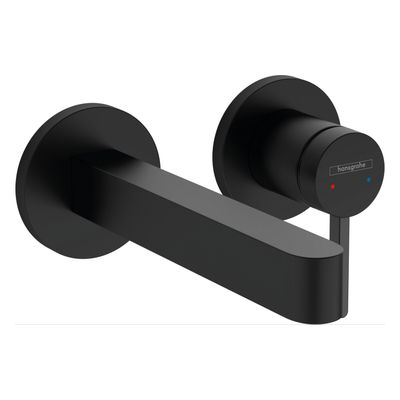 Hansgrohe Wastafelmengkraan Inbouw Finoris 2-gats 168 mm Voorsprong Met Afvoerplug Mat Zwart
