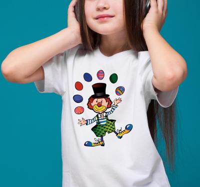 T-shirt kinderen jonglerende clown