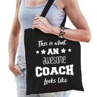 Cadeau tas voor coach - katoen - 42 x 38 cm - zwart - This is what an awesome coach looks like Cadeau tas voor coach - katoen - 42 x 38 cm - zwart - This is what an awesome coach looks like