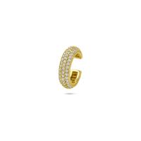 Verguld 925 zilveren ear cuff 13 mm met zirkonia - Geelgouden oormanchet