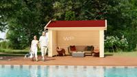 Woodpro Rheder Overkapping 400x300 cm 28 mm vuren blank- Zadeldak- Onbehandeld vurenhout- Woodpro