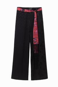 Broek met sjaal als riem - BLACK - 36