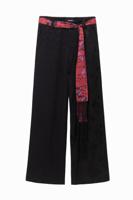 Broek met sjaal als riem - BLACK - 36 - thumbnail