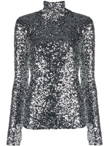 Patrizia Pepe t-shirt orné de sequins à col montant - Argent