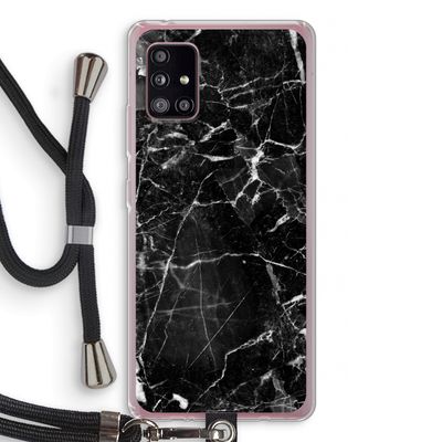 Zwart Marmer 2: Samsung Galaxy A51 5G Transparant Hoesje met koord