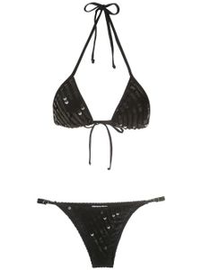 Amir Slama bikini à design brodé de sequins - Noir