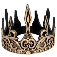 Boland Carnaval verkleed konings kroon - oud goud kleur - plastic - heren - middeleeuwen   - - thumbnail